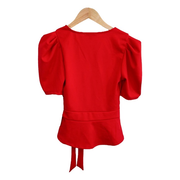 Haute Monde Red Blouse Wrap Top NWT - Size S - Picture 2 of 6